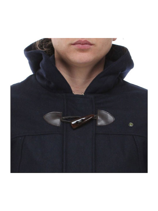 Damen navy Dufflecoat mit Kapuze