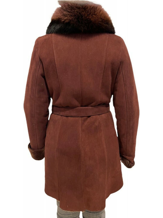 Mouton Women's BORDO Coat with Fur Details