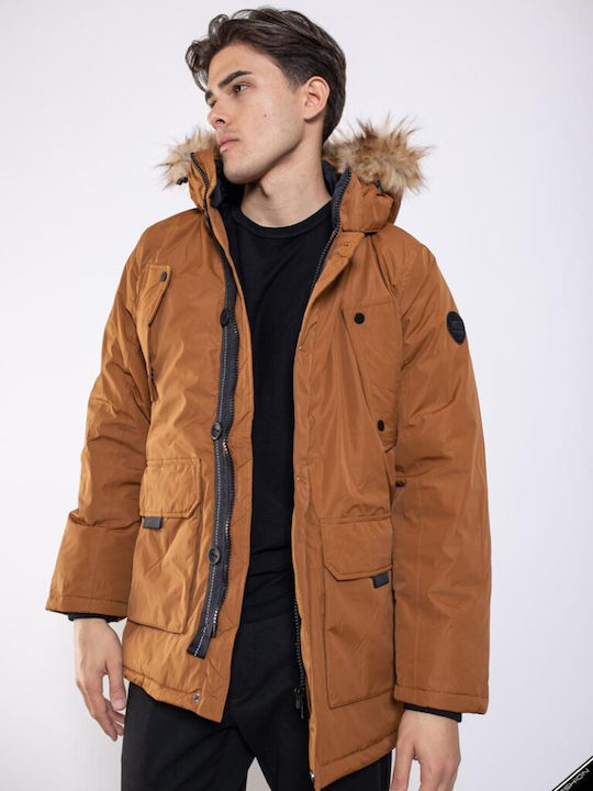 Fashion Mathios609 Χειμωνιάτικο Μπουφάν Καφέ
