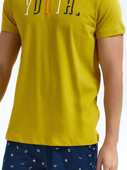 Roly Poly Men's Summer Pajamas Set Mustard