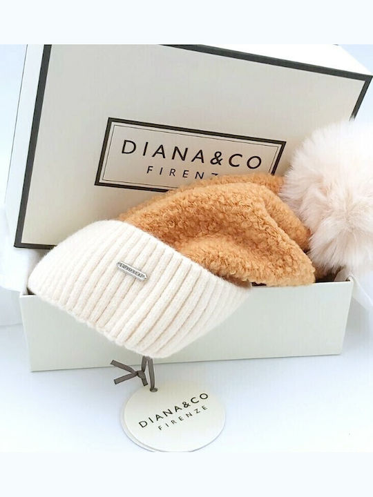 Pom Pom Beanie Γυναικείος Σκούφος Πλεκτός σε Κίτρινο χρώμα
