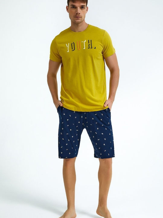 Roly Poly Men's Summer Pajamas Set Mustard