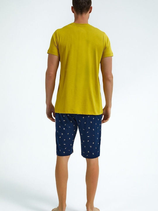 Roly Poly Men's Summer Pajamas Set Mustard