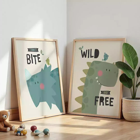 Kids Framed Wall Painting Dinosaur 30x40cm