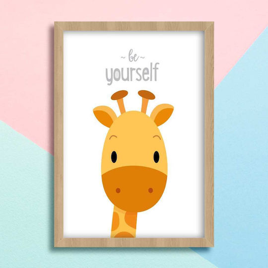 Kids Framed Wall Painting Giraffe 30x40cm