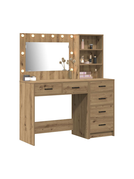 Floor-Standing Makeup Dressing Table Made of Solid Cedar Wood with Mirror 40x40.5x135cm