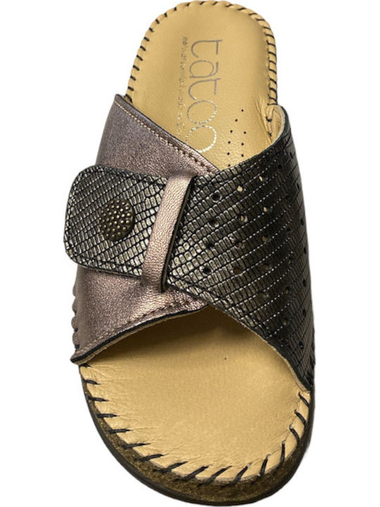 Leather Women's Flat Sandals in Brown Color