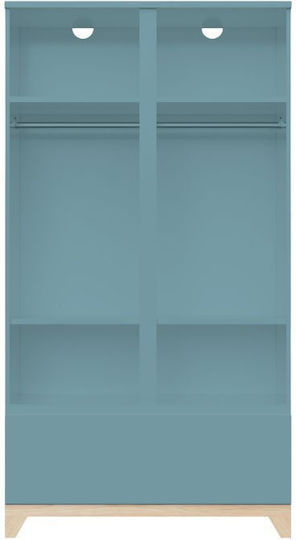 Zoom Δίφυλλη Ντουλάπα με 1 Συρτάρι Μπλε 101x54x183cm