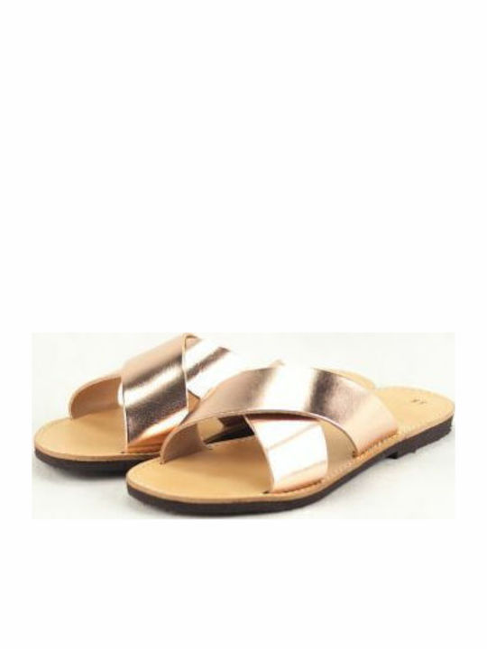 Leder Flache Sandalen für Damen in Rosa Farbe