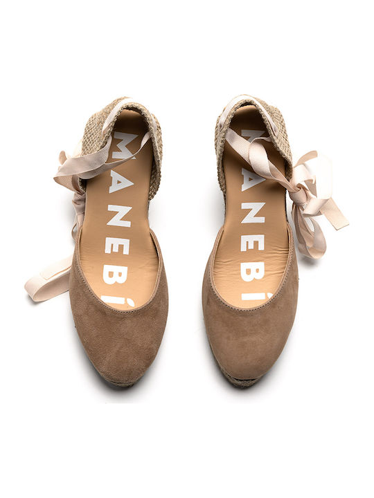 Women's Suede Platform Espadrilles Beige