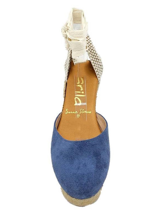 Women's Suede Platform Espadrilles Blue