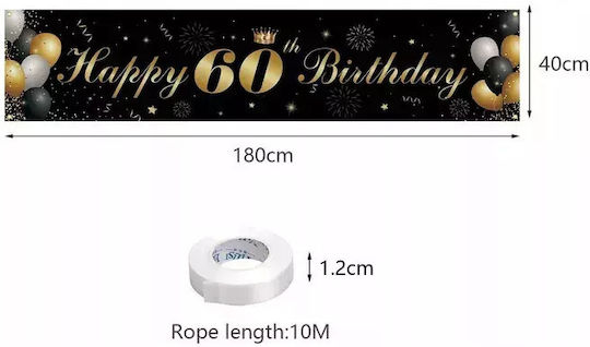 Banner Background 60th Birthday Hanging Decoration 180x40 Cm