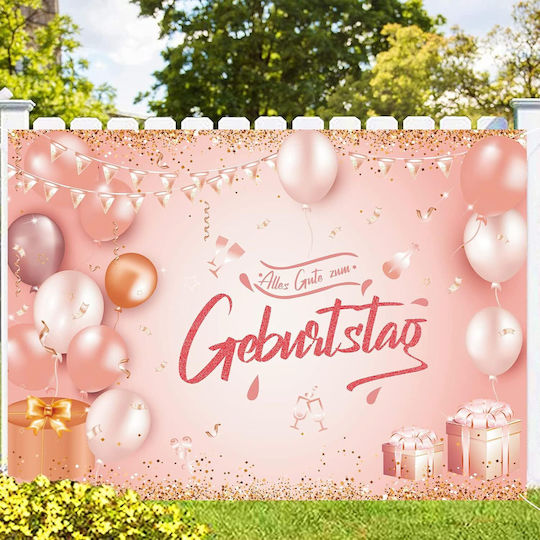 Banner de fundal aniversar roz auriu Natooz 210x150cm
