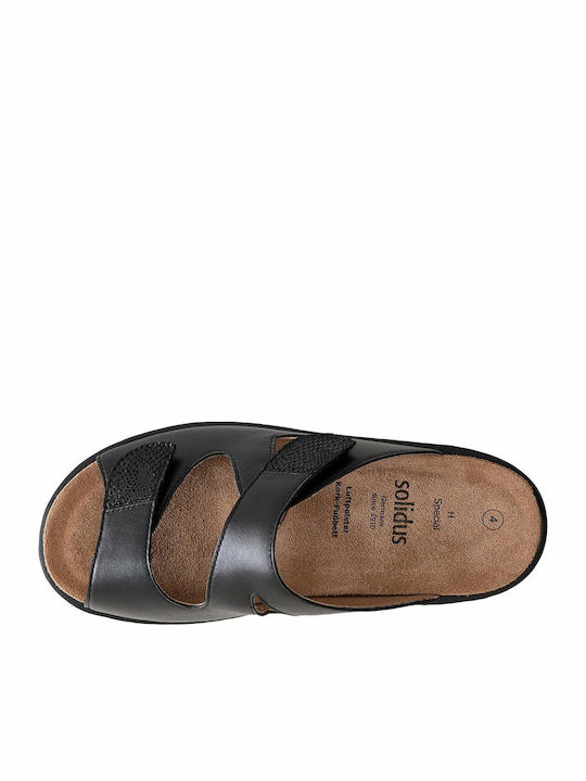 Women's Leather Platform Wedge Sandals Black