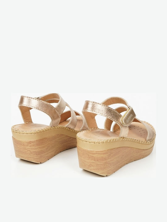 Anatomic Women's Leather Platform Shoes Gold