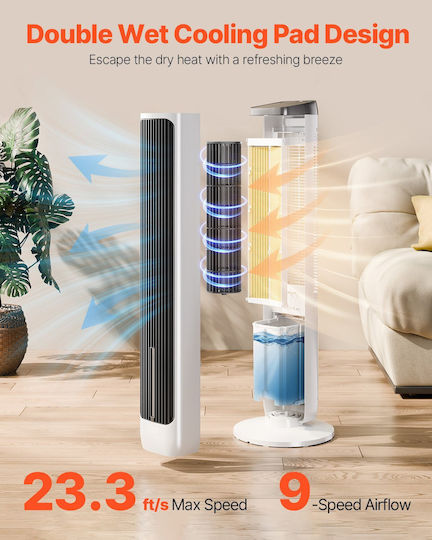 Vevor Ανεμιστήρας Πύργος 40W με Τηλεχειριστήριο Λευκός