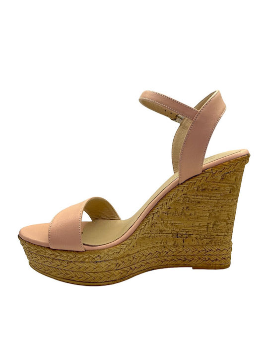 Women's Leather Platform Shoes Beige