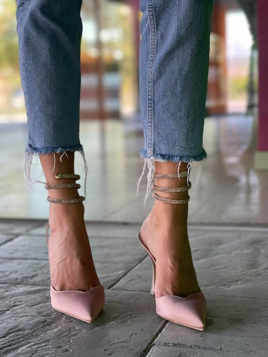 Saten Pantofi cu toc Roz