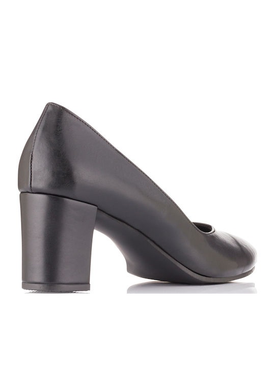 Leather Pointed Toe Black Heels