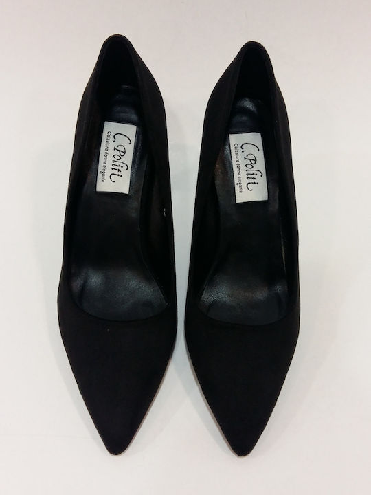 Anatomic Suede Pointed Toe Stiletto Black High Heels