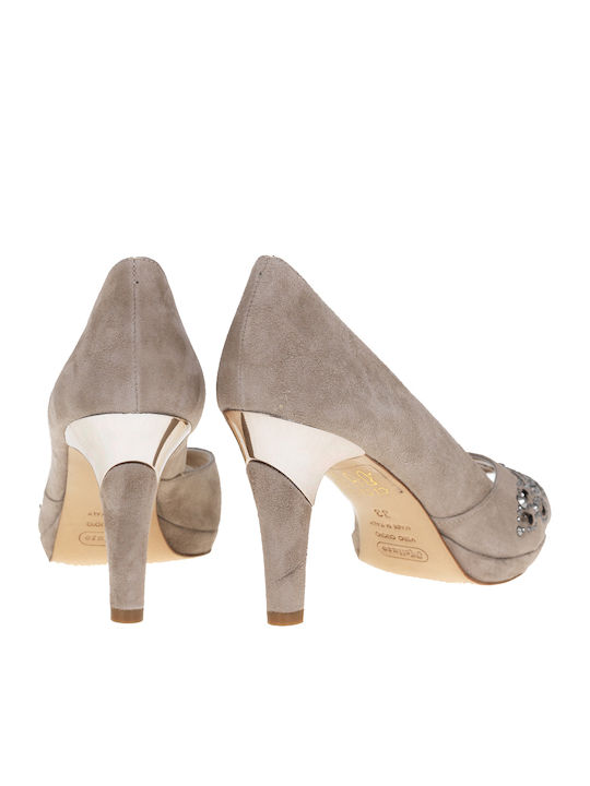 Leder Peeptoe Pumps Beige