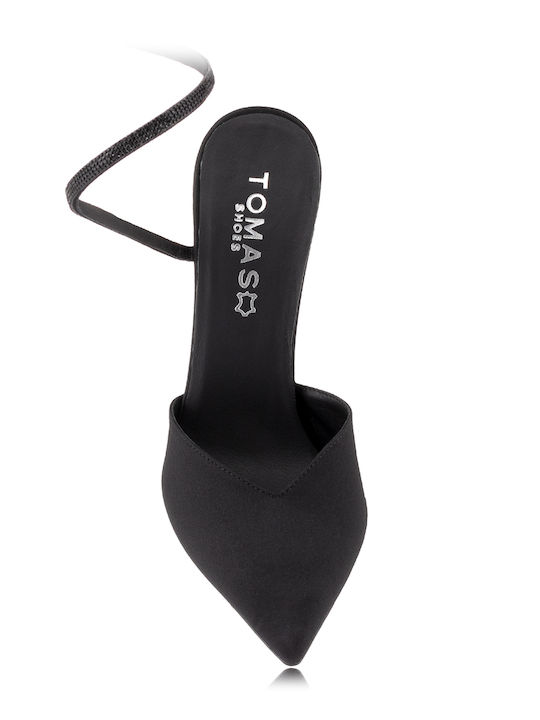 Leather Pointed Toe Black Heels
