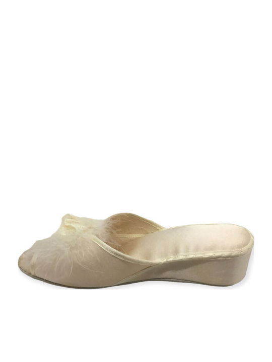 8/m-beige Зимни Дамски Чехли Бежов