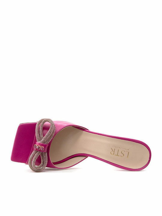 Piele Mule cu Subțire cu gleznă înaltă Toc în Culoare Fuchsia