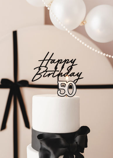 Candle Number 50 Cream Black
