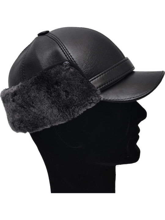 Leather 100 Δερματινο Καπελο Ανδρικο Κωδικος Hat Fur-2 Black