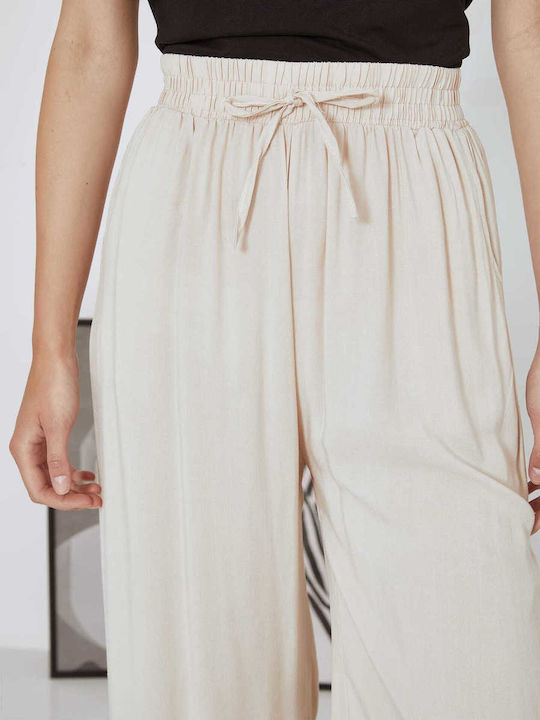 Damen Culotte mit Gummizug in Lockerer Passform Beige