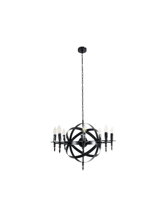 GloboStar Chandelier Candlestick 8xE14 Black 65cm 01003