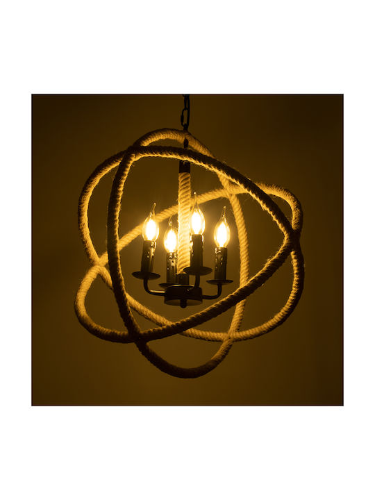 GloboStar Vitruvian Chandelier Ø53cm with Rope Beige GloboStar Vitruvian Chandelier Ø53cm with Rope Beige
