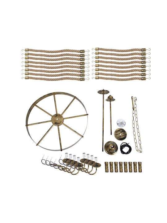 GloboStar Bavarian Полилей 8xE14 Ø87см с Въже Бронзов 01405