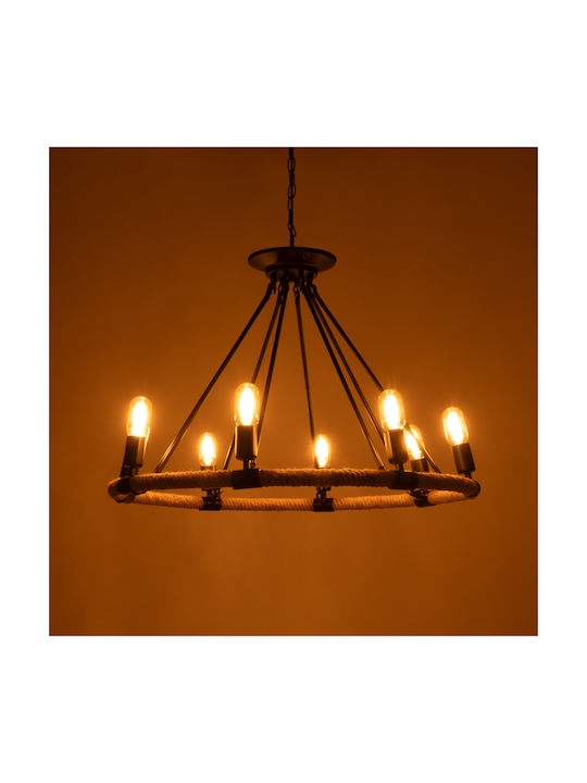 GloboStar Millbank Kronleuchter 8xE27 Ø80cm mit Seil Schwarz 01423 GloboStar Millbank Kronleuchter 8xE27 Ø80cm mit Seil Schwarz 01423