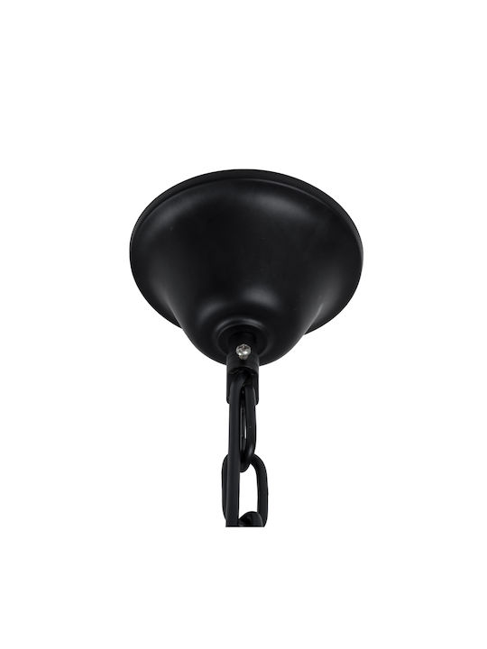 GloboStar Dome Πολυέλαιος 9xE27 Ø60cm με Σχοινί Μαύρος 10001021