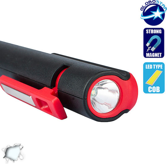 GloboStar Flashlight LED IP44 Dual Function with Maximum Brightness 300lm Red