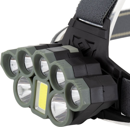 GloboStar Lumină de lucru și de sit, cu baterie Lanternă Frontală LED IP44 cu Luminozitate Maximă 6000lm XML2-T6 Negru