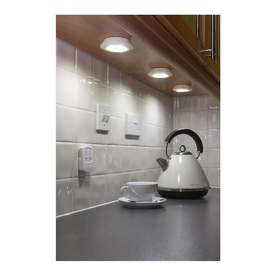 GloboStar Light Spot for Cabinets with Battery Powered, Remote Control and Mounting Sticker 1pcs