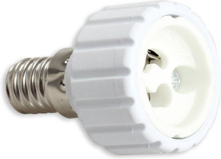 GloboStar Socket Adapter from E14 to GU10 in White color Set 1pcs 77796