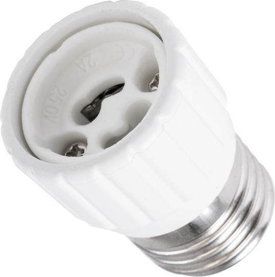 GloboStar Socket Adapter from E27 to GU10 in White color Set 1pcs 78973