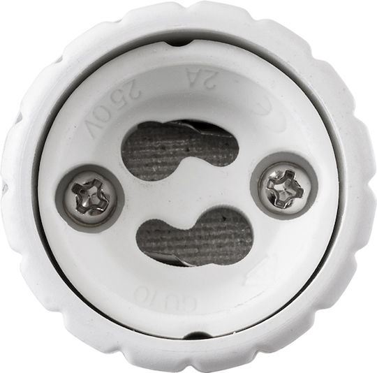 GloboStar Socket Adapter from E27 to GU10 in White color Set 1pcs 78973