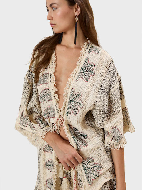 Damen Bluse Baumwolle Beige