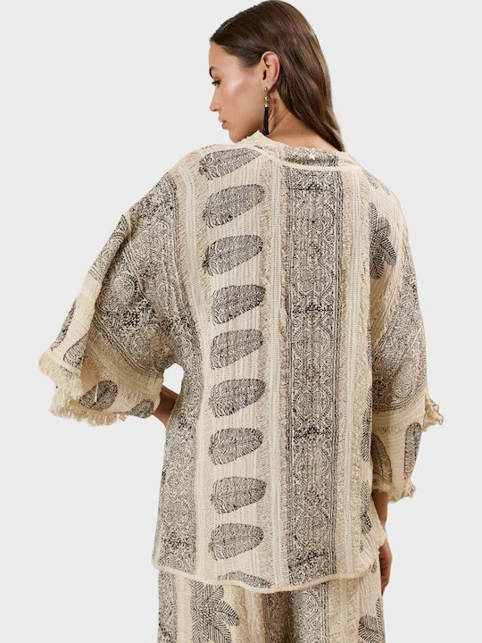 Damen Bluse Baumwolle Beige