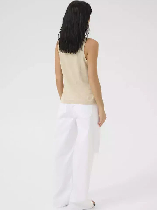 Women's Summer Blouse Linen Sleeveless Oatmeal Melange