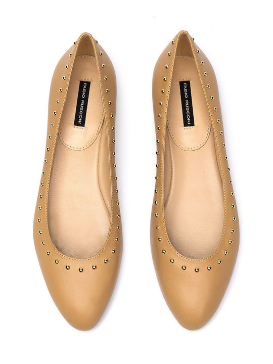 Leather Ballerinas Beige