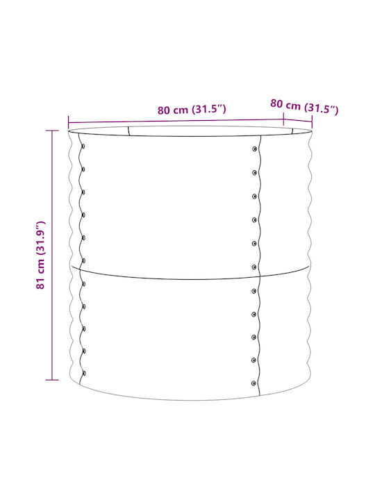 vidaXL Γλάστρα Μεταλλική Καφέ 80x80x81εκ.