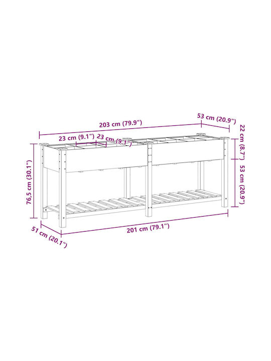 vidaXL Ghiveci Lemn 203x53x76cm.