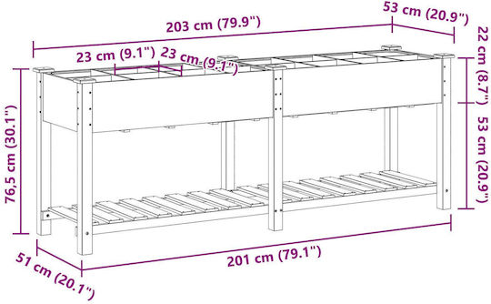 vidaXL Саксия Дърво 203x53x76см.