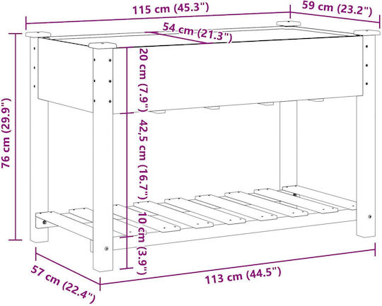 vidaXL Topf Hölzernes 115x59x76cm.